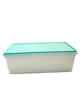 Tupperware Aqua Large Load Rectangle Bread Storage Container With Lid READ